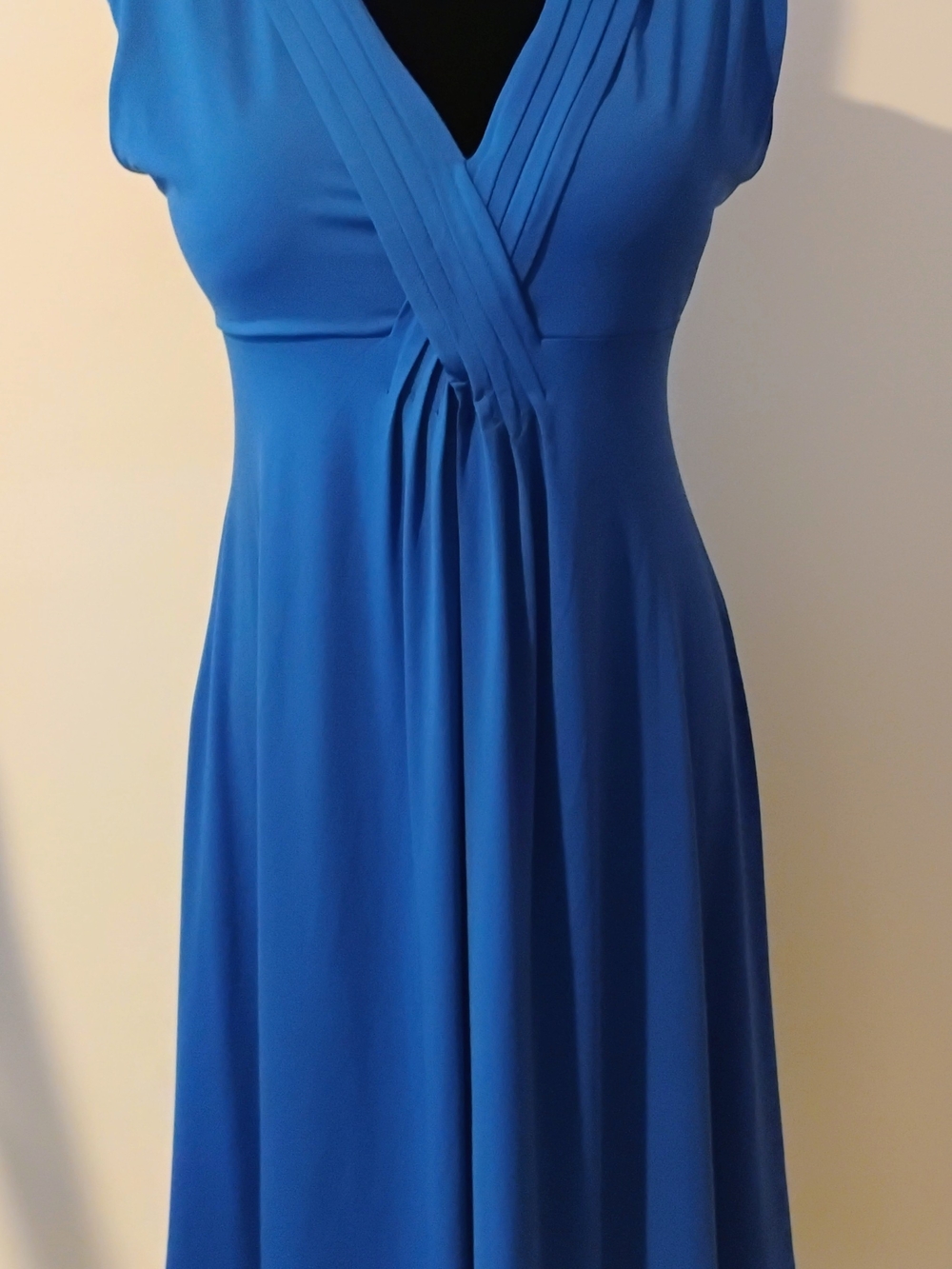 Vintage K Jordan Cobalt Blue Pleated V-Neck Maxi Dress 10